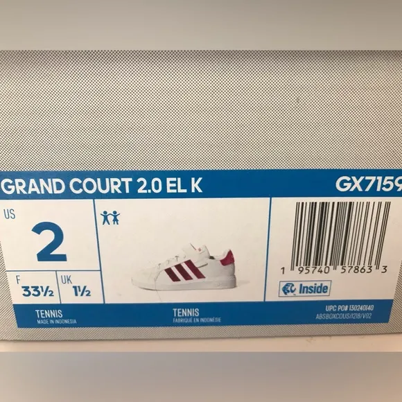 Adidas Grand Court Girls White Pink Magenta Lifestyle Tennis Shoes