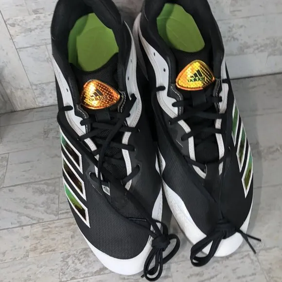 Adidas Icon 6 Bounce ECP EH2378 Ironskin Black Baseball‎ Cleats Mens Size 14