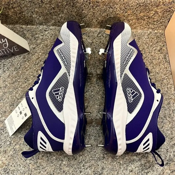 Adidas Icon 6 Bounce Metal Baseball Cleats Purple / White‎ FV9345 Mens Size 8.5