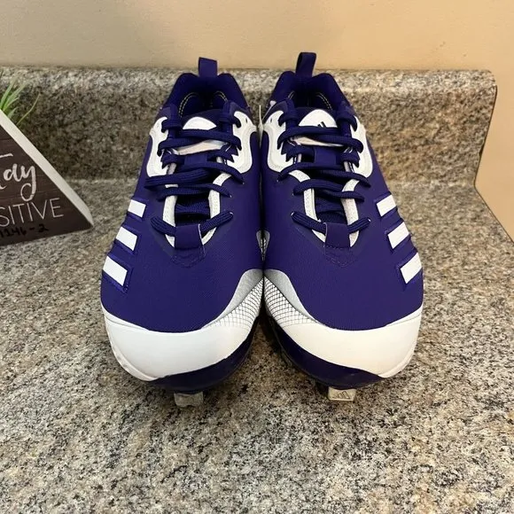 Adidas Icon 6 Bounce Metal Baseball Cleats Purple / White‎ FV9345 Mens Size 8.5