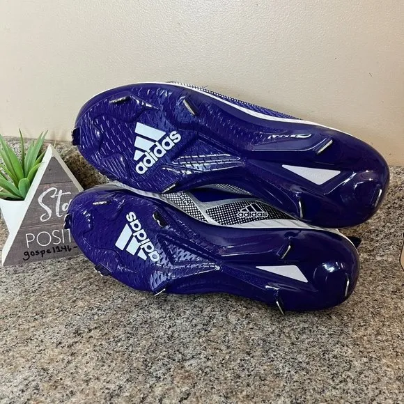 Adidas Icon 6 Bounce Metal Baseball Cleats Purple / White‎ FV9345 Mens Size 8.5