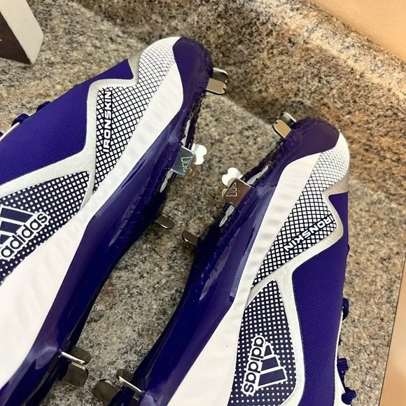 Adidas Icon 6 Bounce Metal Baseball Cleats Purple / White‎ FV9345 Mens Size 8.5