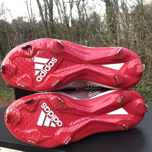 Adidas Icon 6 Bounce Mid Baseball Metal Cleats Red White FV9356 Men's‎ Size 8.