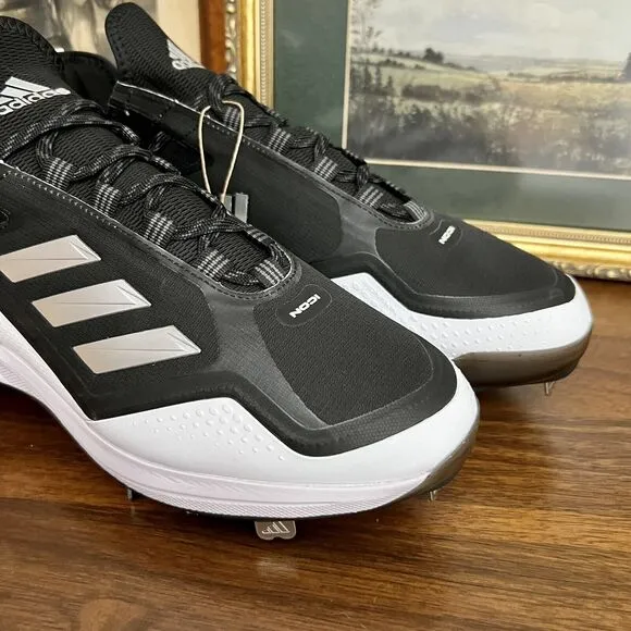Adidas Icon 7 Boost Baseball Cleats Size 13 Metal Black White FY4178 NWT