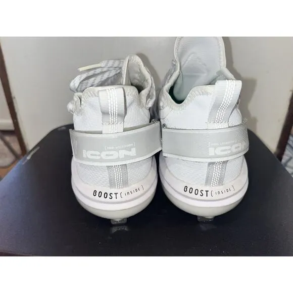 adidas Icon 7 BOOST Baseball Metal Cleats White Silver S23847 Men's Size 8