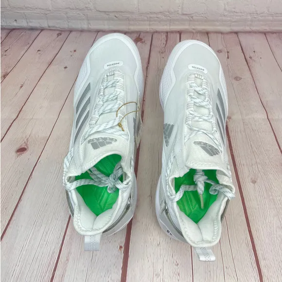 Adidas Icon 7 Boost White Silver Baseball Metal Cleats Mens Size 8 (S23847)