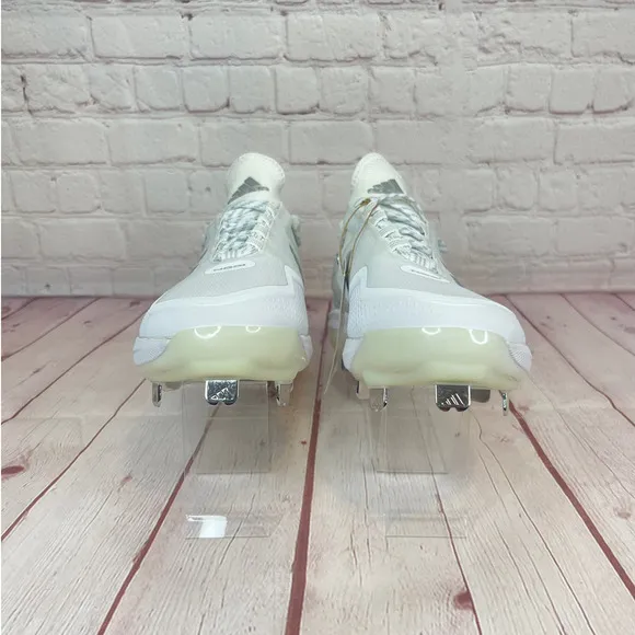 Adidas Icon 7 Boost White Silver Baseball Metal Cleats Mens Size 8 (S23847)