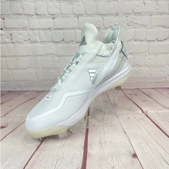 Adidas Icon 7 Boost White Silver Baseball Metal Cleats Mens Size 8 (S23847)