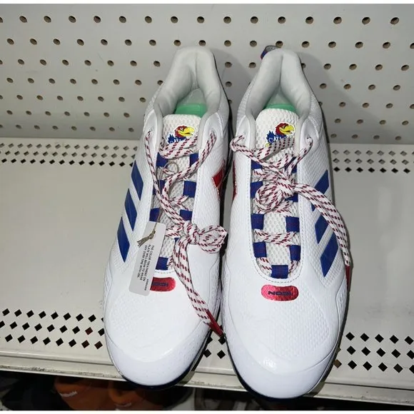 Adidas Icon 7 Kansas Jayhawks PE Mens Metal Baseball Cleats Size 8 White Blue