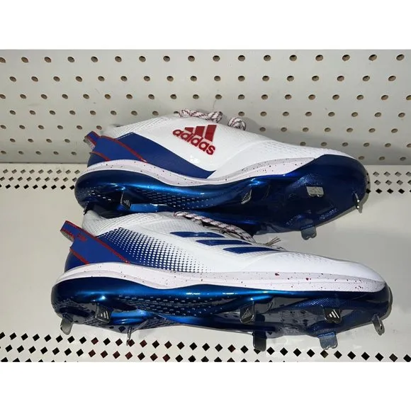 Adidas Icon 7 Kansas Jayhawks PE Mens Metal Baseball Cleats Size 8 White Blue