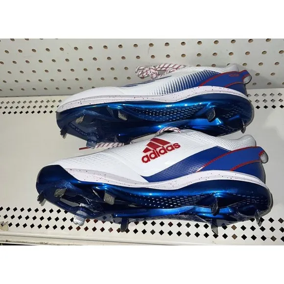 Adidas Icon 7 Kansas Jayhawks PE Mens Metal Baseball Cleats Size 8 White Blue
