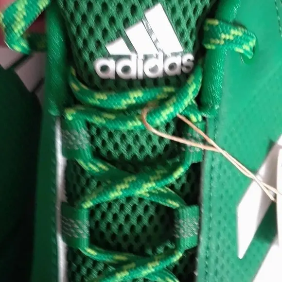 Adidas Icon 7 Men's Size 15 Baseball Cleats - Metal Green  White New   SOCKS