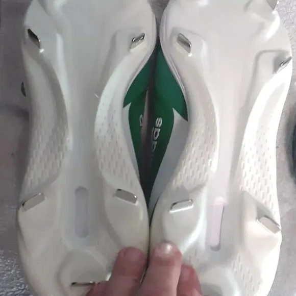 Adidas Icon 7 Men's Size 15 Baseball Cleats - Metal Green  White New   SOCKS