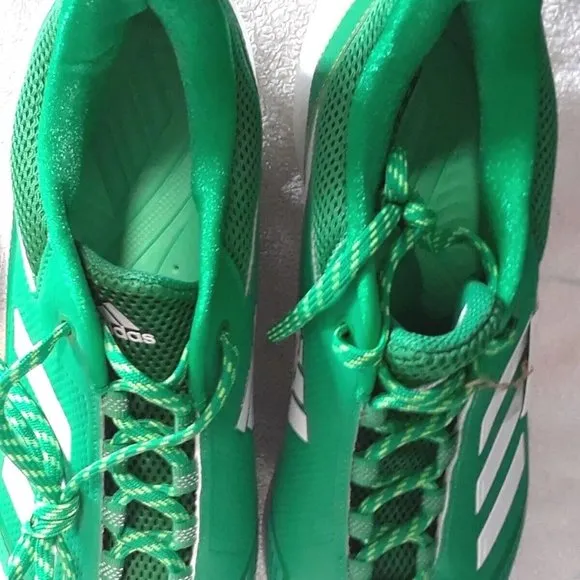 Adidas Icon 7 Men's Size 15 Baseball Cleats - Metal Green  White New   SOCKS