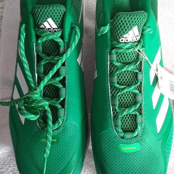Adidas Icon 7 Men's Size 15 Baseball Cleats - Metal Green  White New   SOCKS
