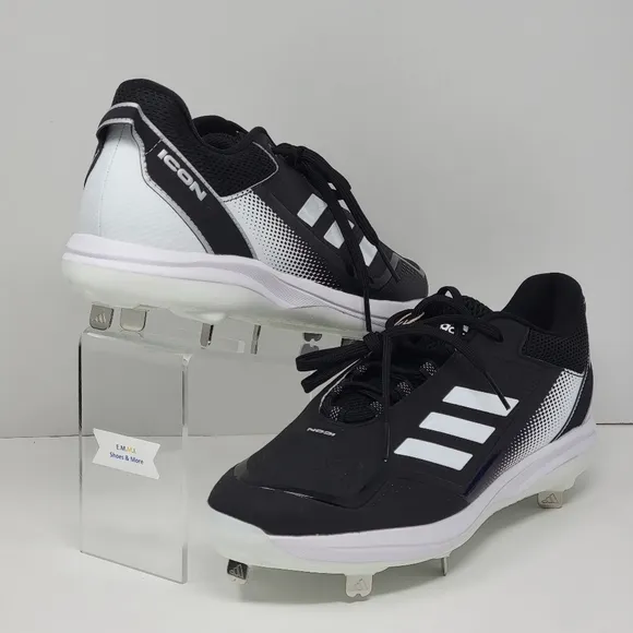 Adidas Icon 7 Shoes Black White Men's Size 13 Metal Baseball Cleats FZ1558 New