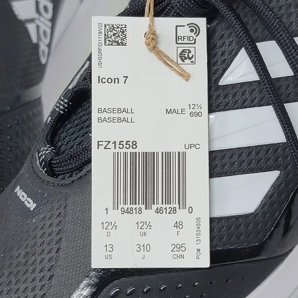 Adidas Icon 7 Shoes Black White Men's Size 13 Metal Baseball Cleats FZ1558 New