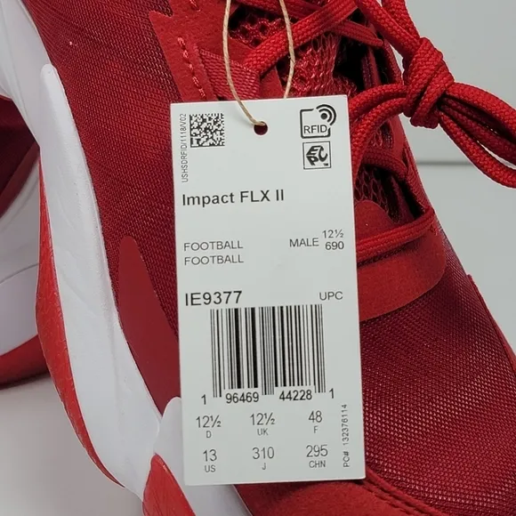 Adidas Impact FLX II IE9377 Football Shoes Power Red 2 White Mens Size 13 New