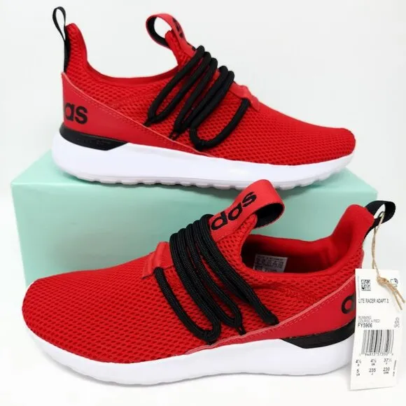 Adidas LiteRacer Adapt 3 Slip On Tennis Running Gym Shoes Sneakers Red Black New