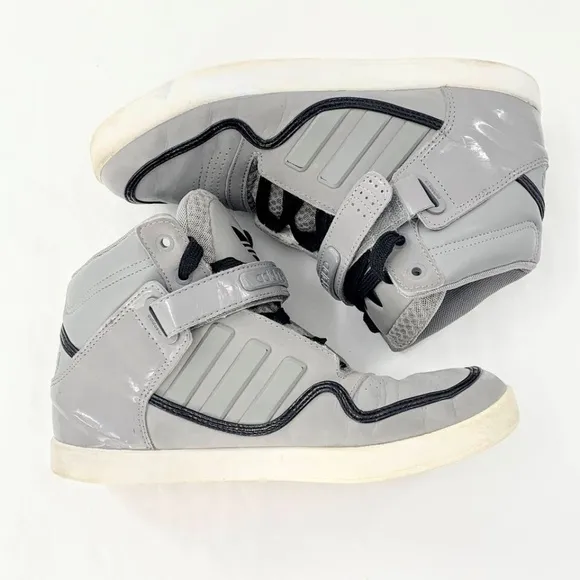 Adidas Men Sneakers V22805 Basketball Gray Leather High Top Sz 6.5