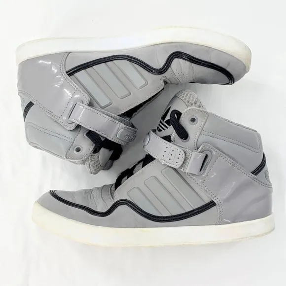 Adidas Men Sneakers V22805 Basketball Gray Leather High Top Sz 6.5