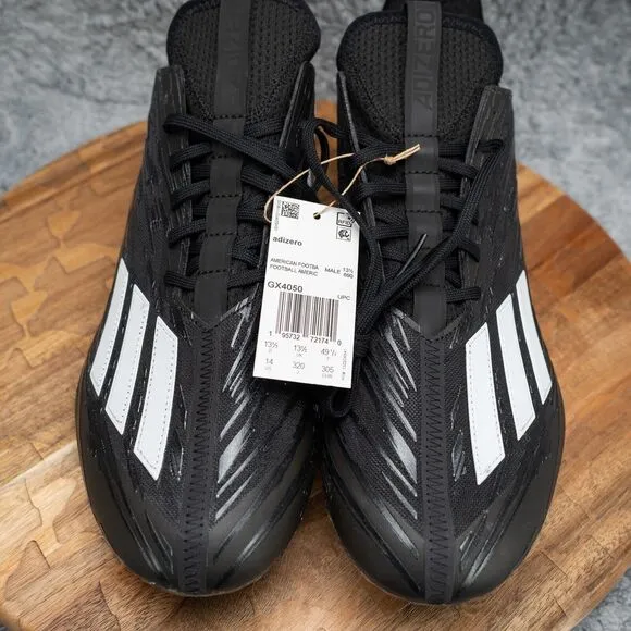 Adidas Men’s Adizero Low Football Cleats - Black/White GX4050 - Size 14
