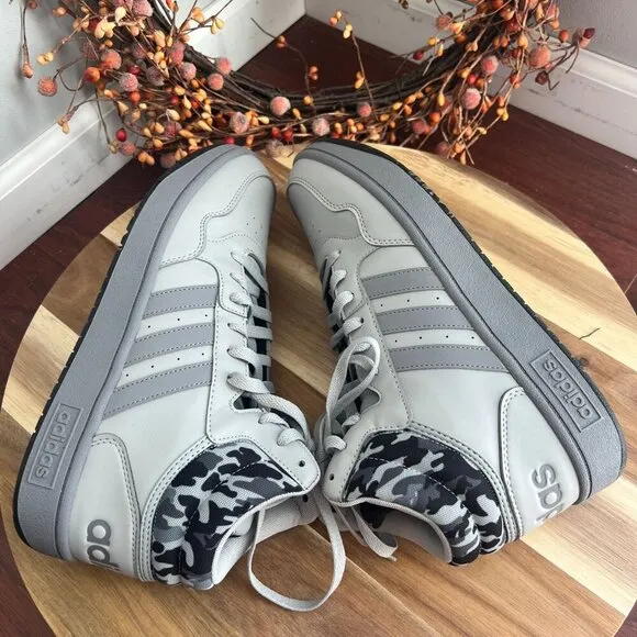 Adidas Mens Hoops 3.0 Mid Cut Tennis Shoes 10US Core Gray Black