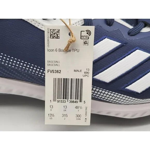 Adidas Mens Icon 6 Bounce Team Navy Shoes Cleats Size 13.5