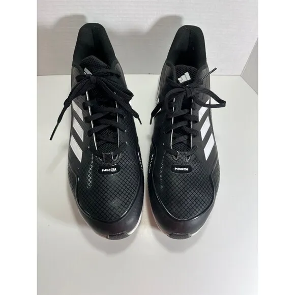 Adidas Men's Icon 7 MD Rubber Cleats Baseball Shoes Black White Size 13