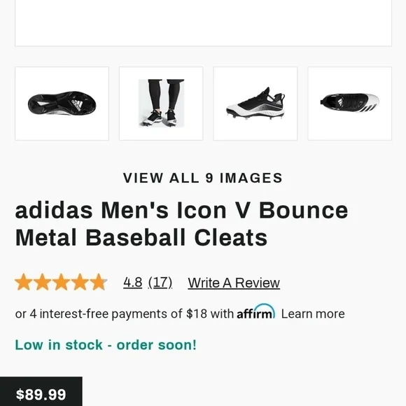 adidas Men's Icon V Bounce Metal Baseball Cleats cy