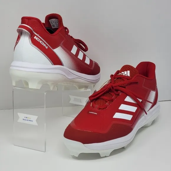 Adidas Mens Size 15 Red White Silver Icon 7 TPU Baseball Cleats Shoes S23880 New