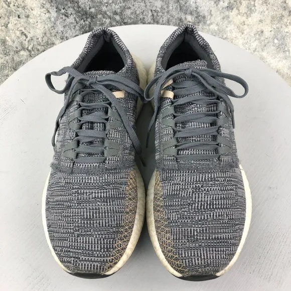 Adidas Men's Size 8 PureBoost Go Grey Pale Nude Lace-Up Running Sneakers B37806