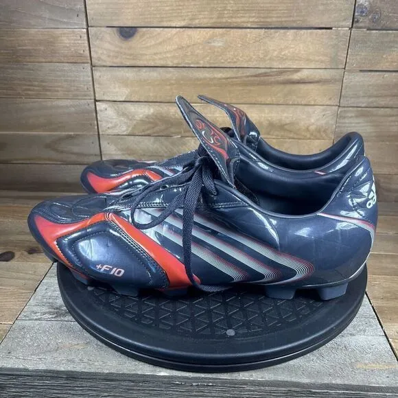 Adidas Mens Size 12 F10 Traxion Blue Red Lace Up Soccer Shoes Cleats Vintage