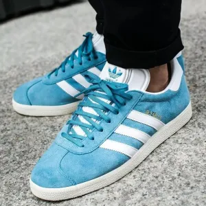 Adidas Originals Gazelle Blue Suede Nubuck Sail Gold Sneakers Sz 11.5