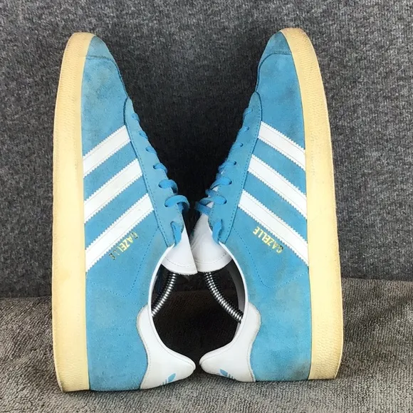Adidas Originals Gazelle Blue Suede Nubuck Sail Gold Sneakers Sz 11.5