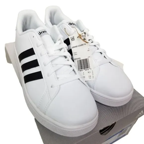 Adidas Originals Kids 4.5 Cloud White Grand Court Tennis Shoes EF0103 NIB