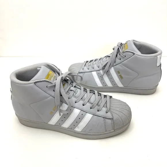 Adidas Originals Men's Grey/White Pro Model Mid J Basketball Shoes