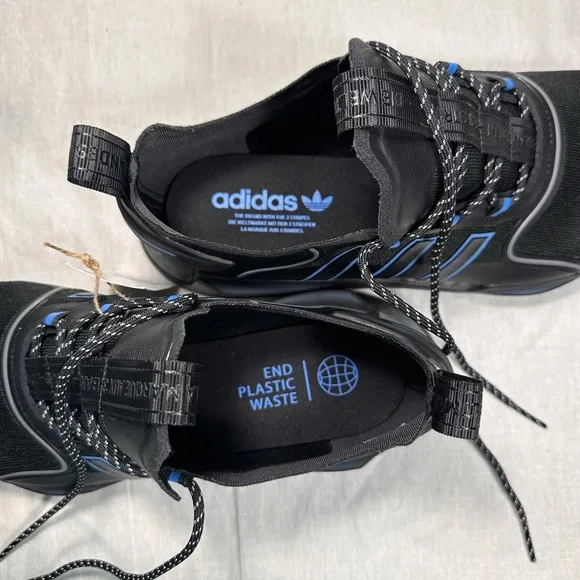 Adidas Originals NMD_R1 V3 Athletic Low Top Shoes Black Blue HQ6637 Mens Size 9