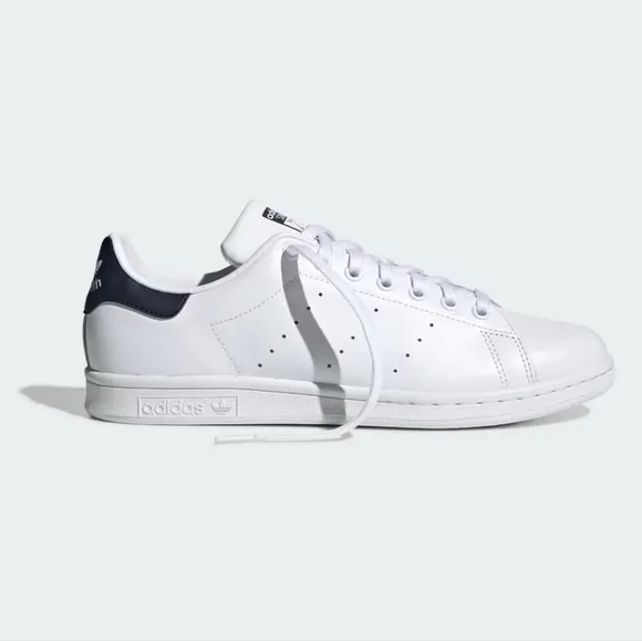 Adidas Originals Stan Smith White Navy Sneakers Tennis Shoes, 6.5(M) 7.5(W)