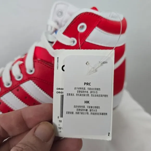 Adidas Originals Top Ten Hi Running Shoes Men's 10.5 Red White D65163 NIB