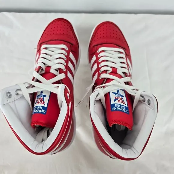 Adidas Originals Top Ten Hi Running Shoes Men's 10.5 Red White D65163 NIB