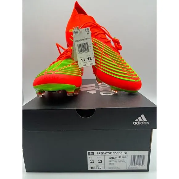 Adidas Predator Edge.1 FG Cleats Men's Soccer Shoes Solar Red GW1029 Size 11 NIB