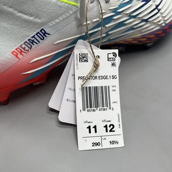 Adidas Rare Predator Edge.1 L SG GW1021 White Soccer Cleats Shoes Men Sz 11 NEW