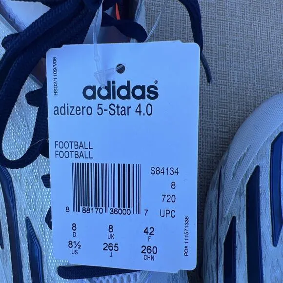 Adidas Shoes Mens 8.5 Adizero 5-Star 4.0 Football Cleats Black Spikes S84143