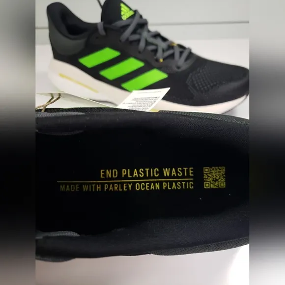 Adidas Solar Glide 5 Black Green GX6703 Training Running Shoes Sneakers Men 8.5