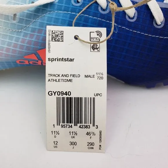 Adidas Sprintstar Mens Size 12 White Blue Track And Field Cleats Shoes GY0940
