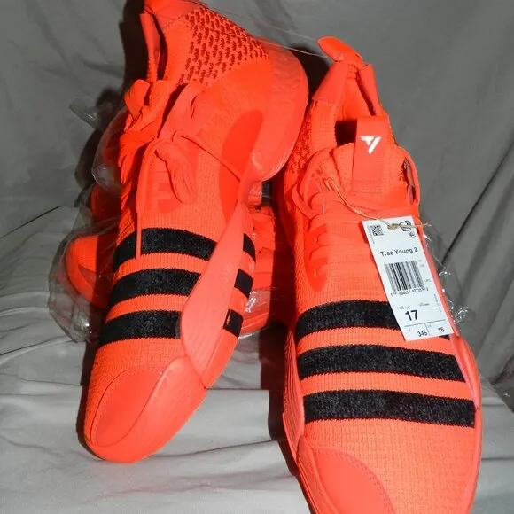 Adidas Trae Young 2 Low Men Size Neon Orange Black Basketball Shoes🆕