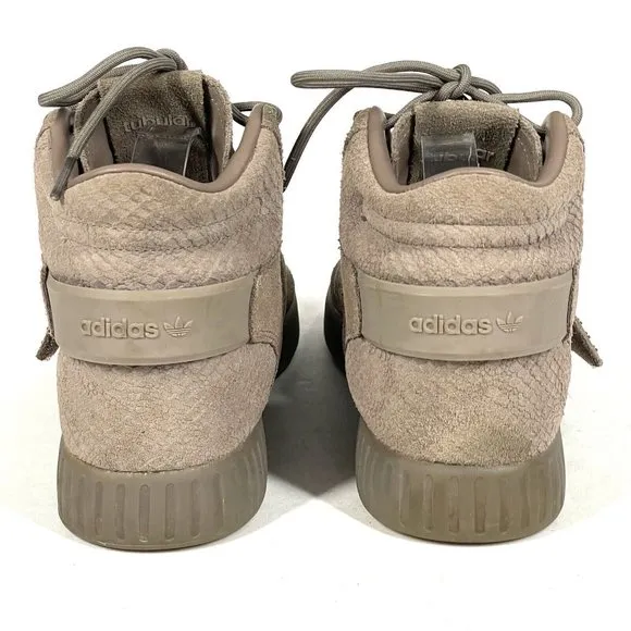 Adidas Tubular Invader Strap Shoes Mens 8.5 Brown Tan Suede CG5068 High‎ Top