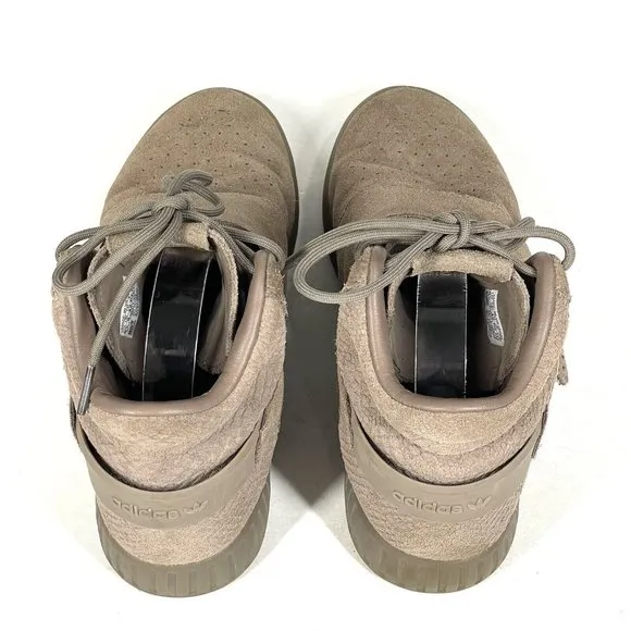 Adidas Tubular Invader Strap Shoes Mens 8.5 Brown Tan Suede CG5068 High‎ Top