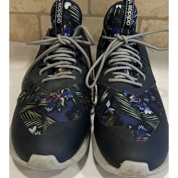 Adidas Tubular Runner Tennis Shoes Q16463 Rare Shoes Blue Floral Mens Size‎ 10